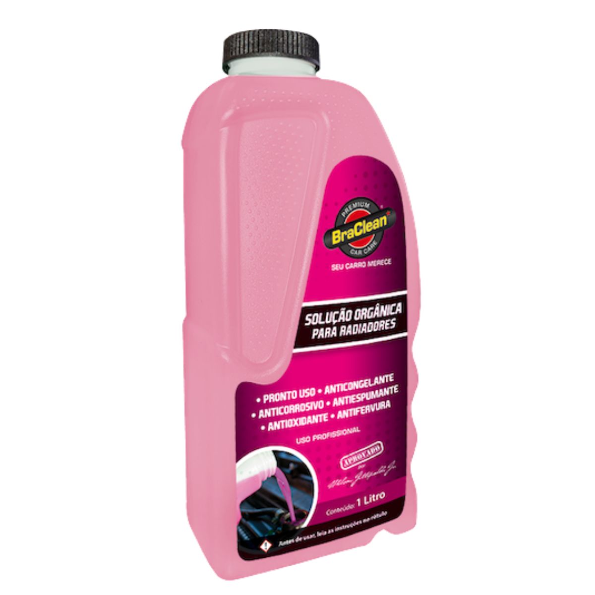 Solução Radiador Pronto Uso 1L BraClean Rosa MEG Anticorrosivo - Braclean - SRPU1000B