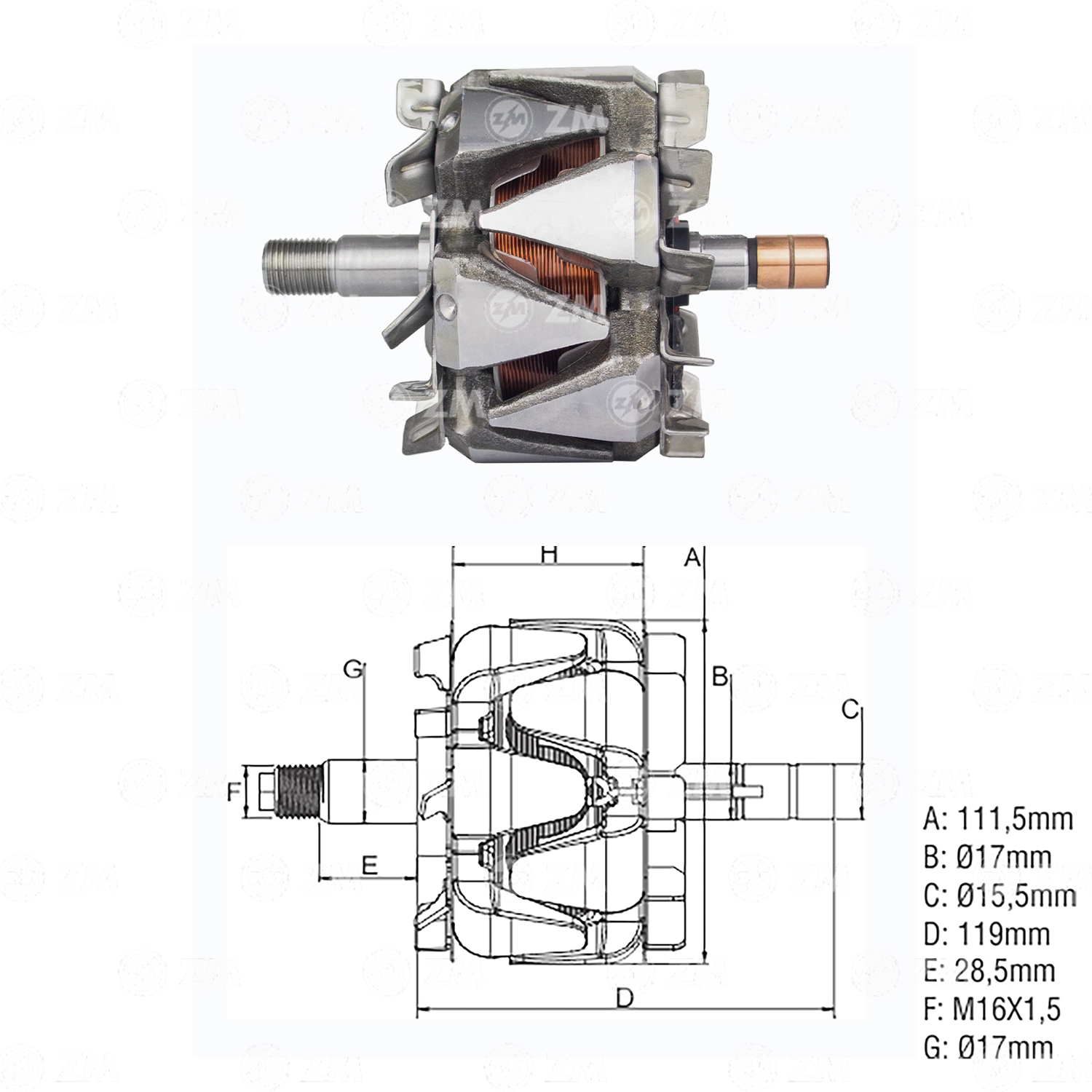 Rotor 12V 140A - ZM - 93.590.02