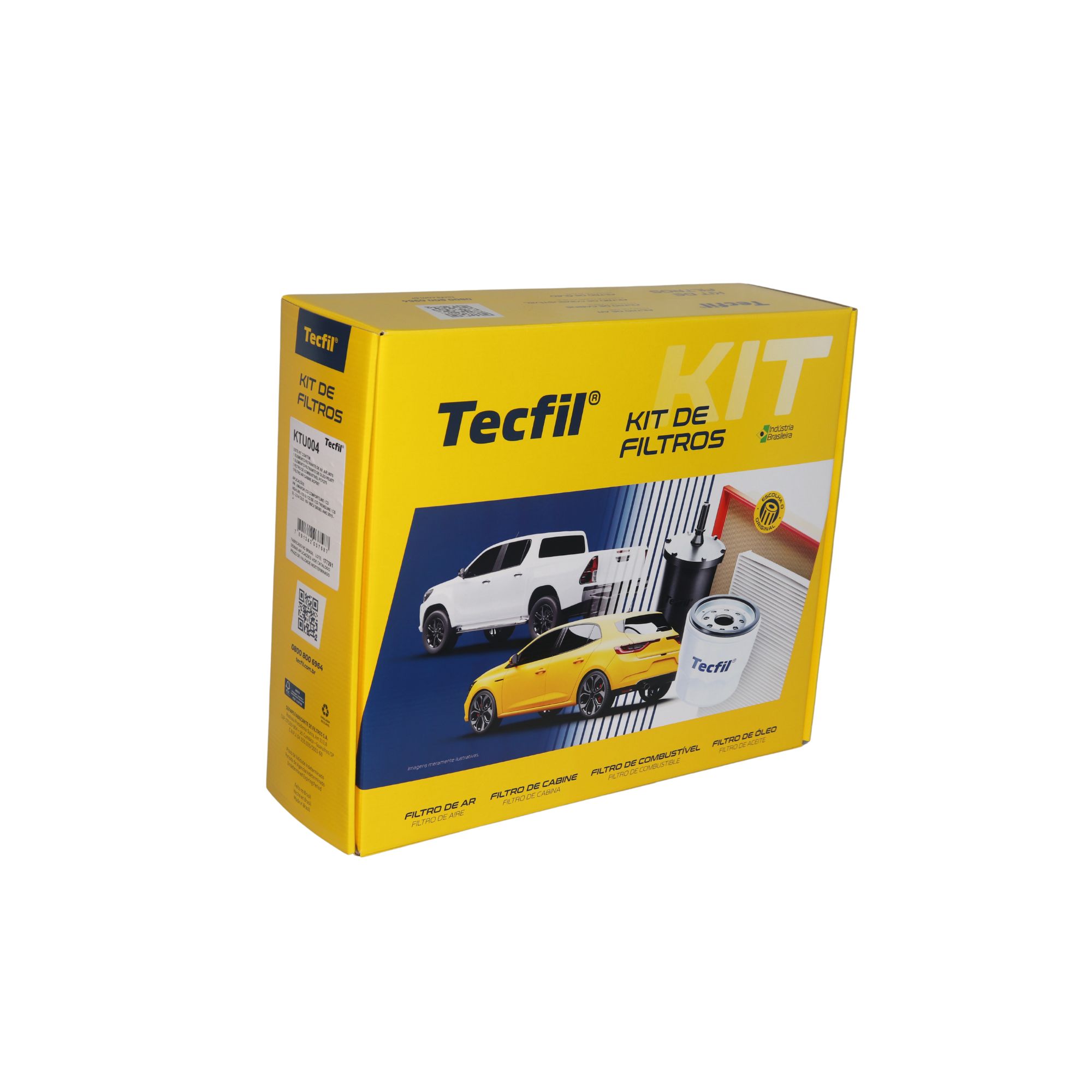 Kit de Filtros com Filtro de Ar, Filtro do Ar Condicionado, Filtro de Combustível e Filtro de Óleo - Tecfil - KTU004