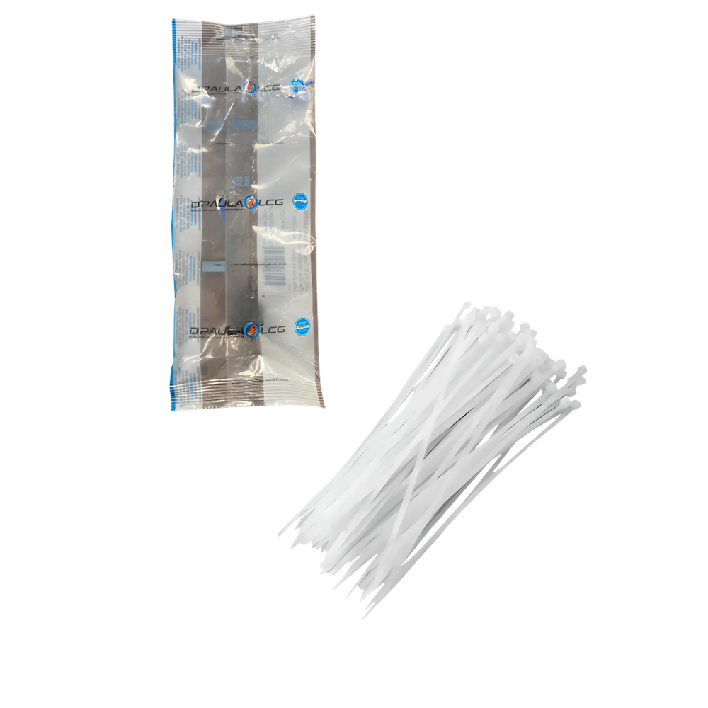 100 Abraçadeira Nylon 28cm Branca - DPaula - DP7.024B