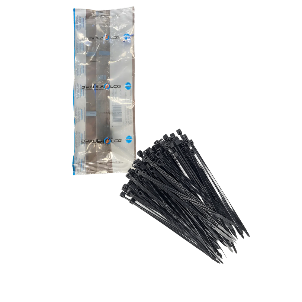 100 Abraçadeira Nylon 20cm Preta - DPaula - DP7.022P