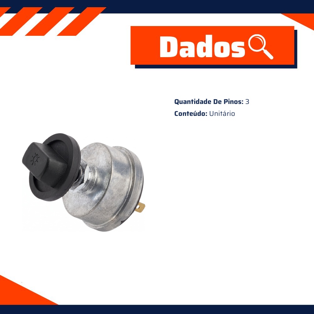 Chave Luz 3 Pinos 3 Posições com Botão - DPaula - LCG1088