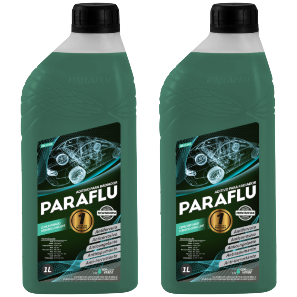 Aditivo 2L Concentrado Radiador Verde Escuro Paraflu Montadora Híbrido