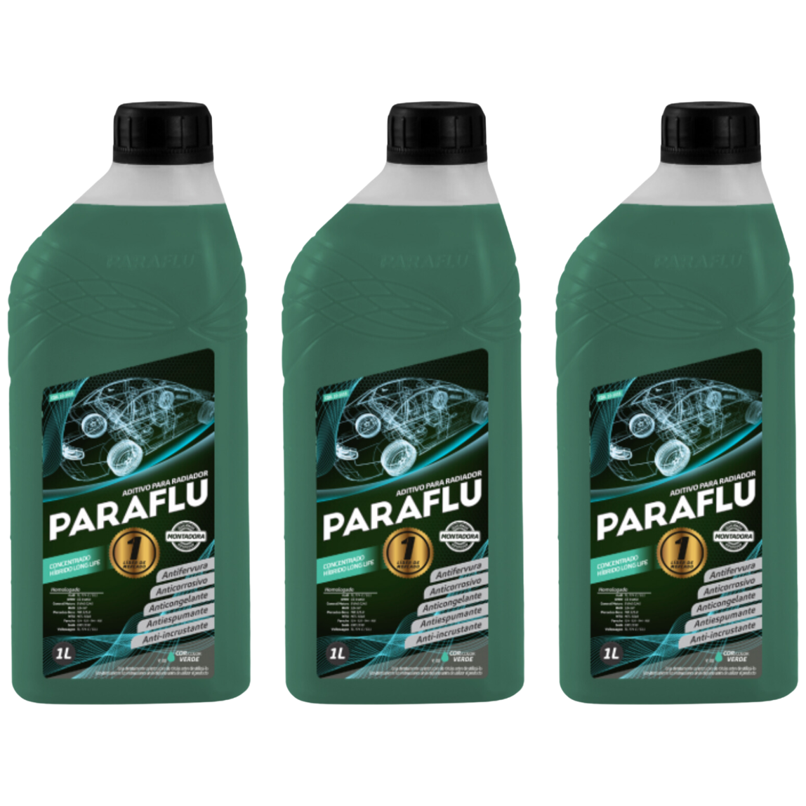 Aditivo 3L Concentrado Radiador Verde Escuro Paraflu Montadora Híbrido