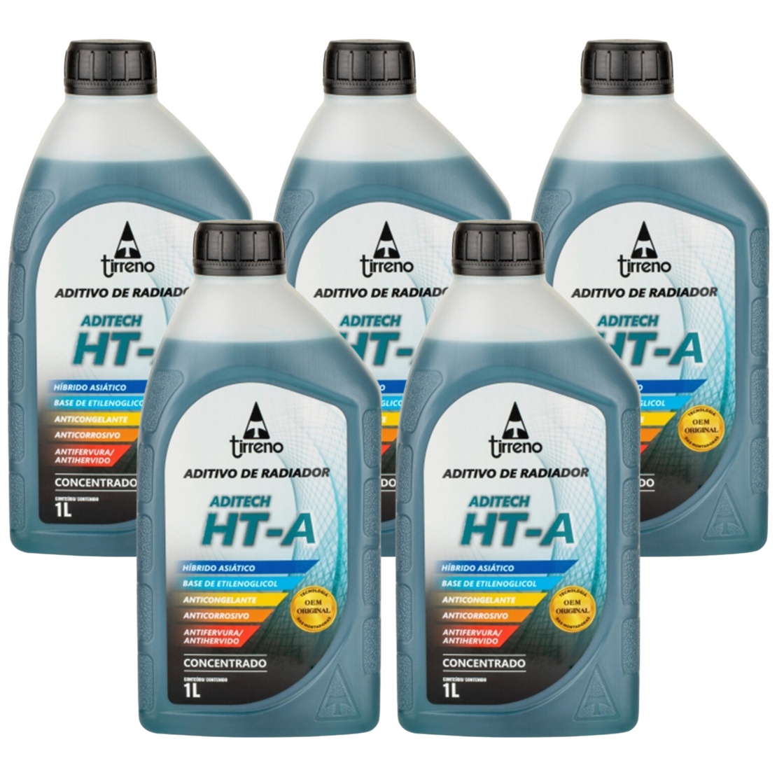 Aditivo 5L Concentrado Radiador Azul Tirreno Aditech HT-A Híbrido Asiático