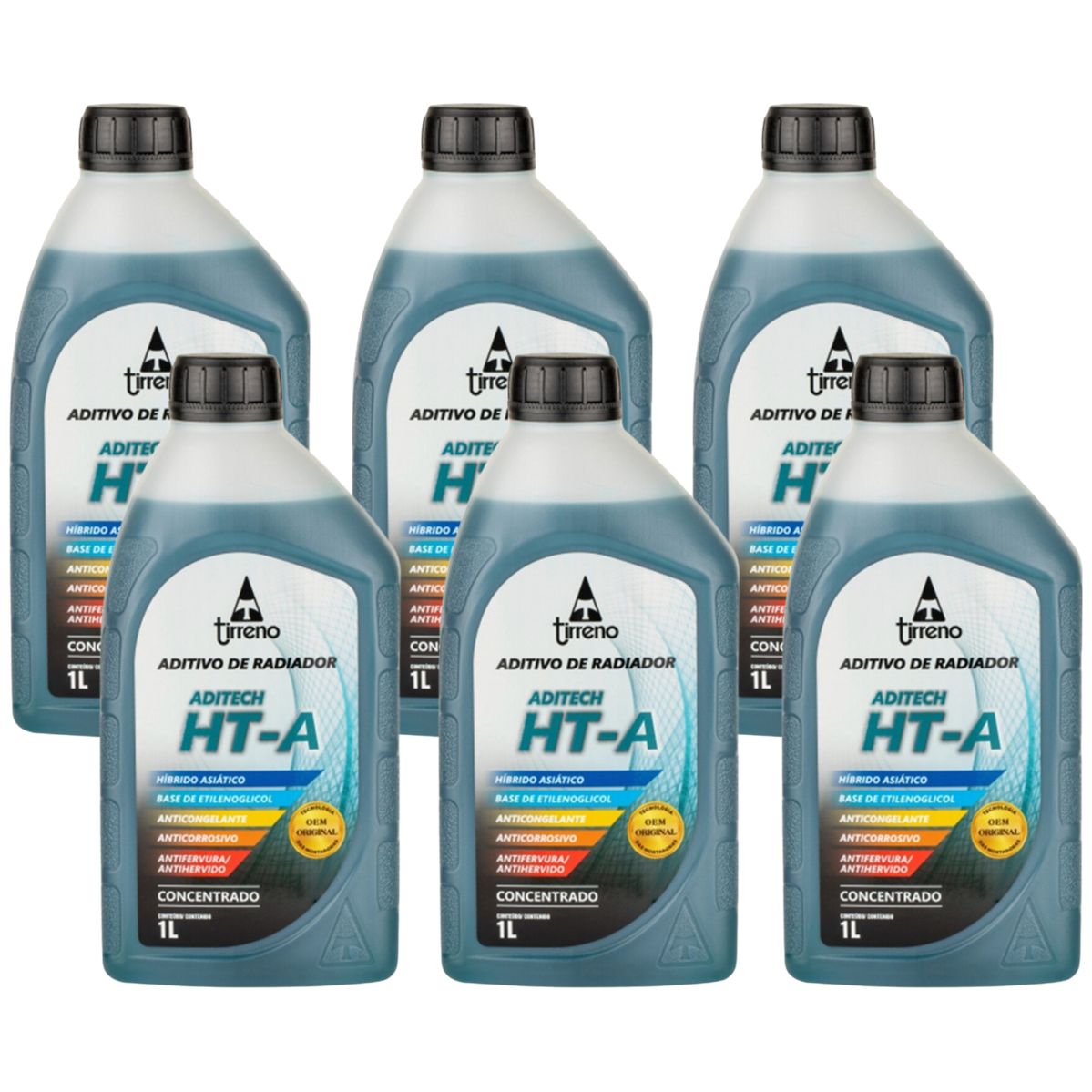 Aditivo 6L Concentrado Radiador Azul Tirreno Aditech HT-A Híbrido Asiático
