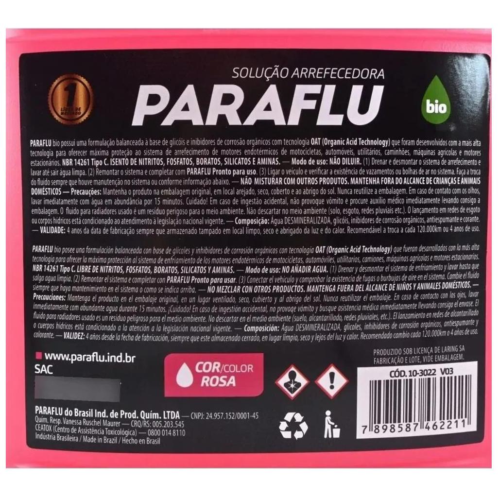 Aditivo para Radiador Rosa Bio Orgânico Pronto para Uso 5 Litros - Paraflu - 10-3022