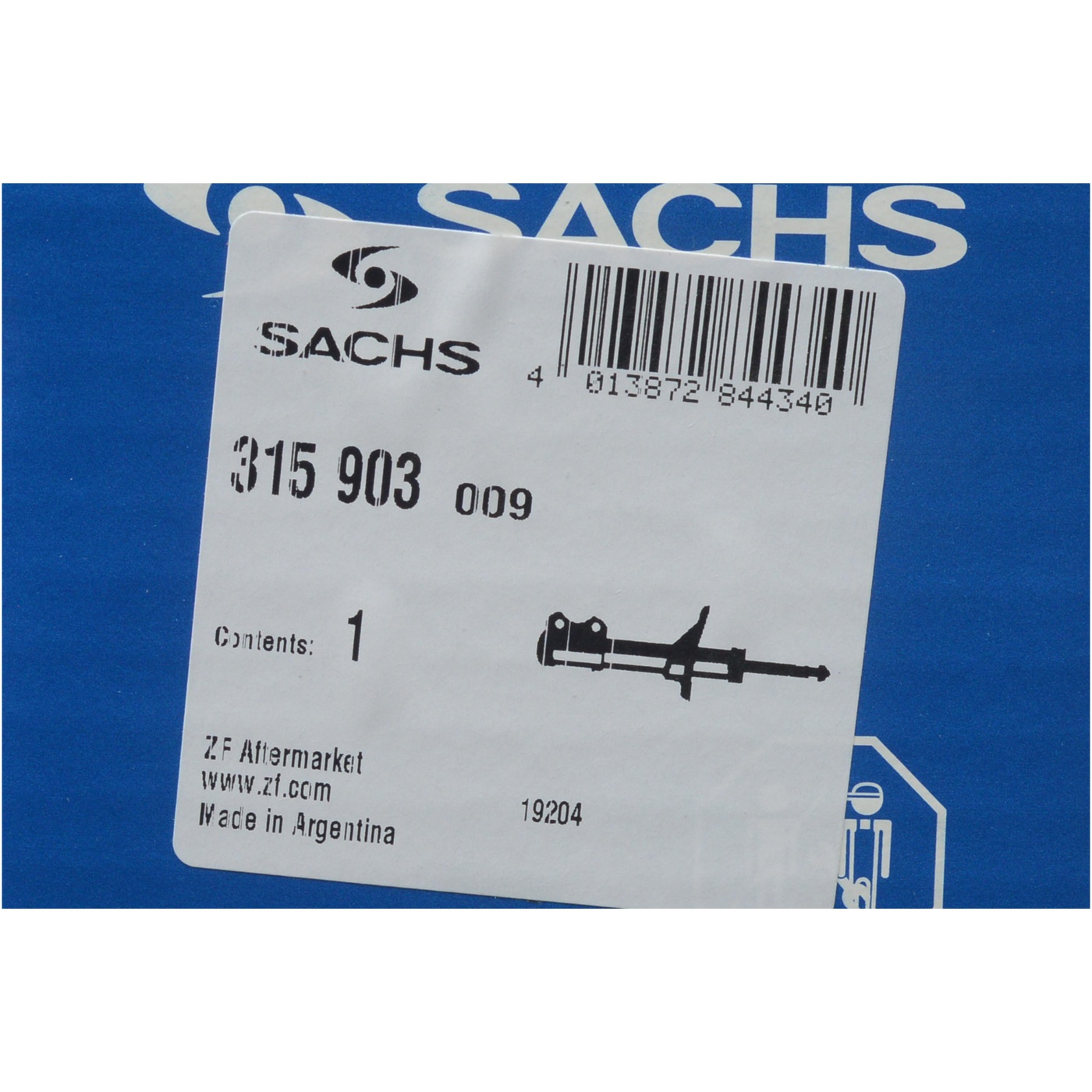 Amortecedor Dianteiro Direito ou Esquerdo da Suspensão - Sachs - 315 903