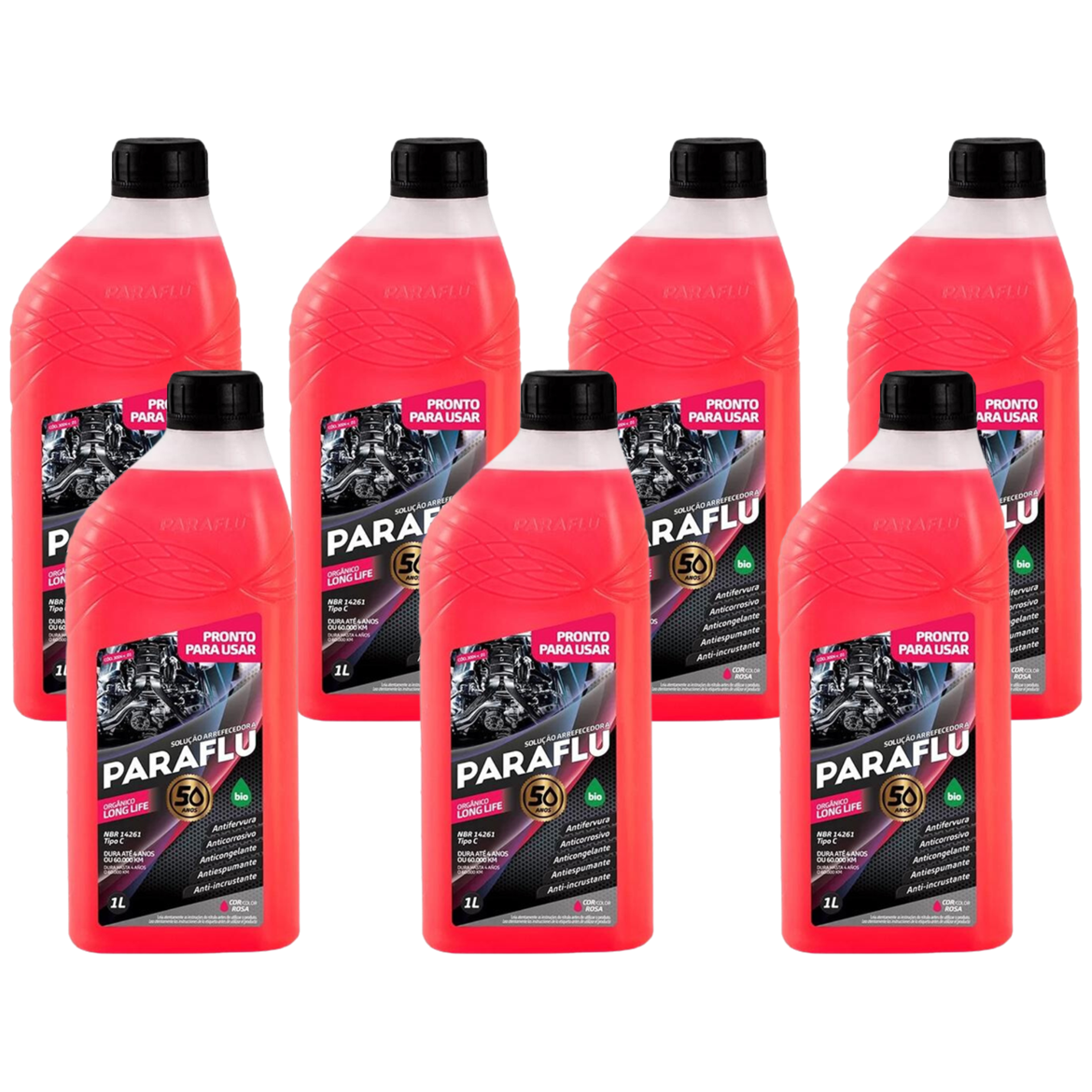 Kit 7 Litros Aditivo Radiador Pronto Para Uso Paraflu Bio Orgânico Rosa