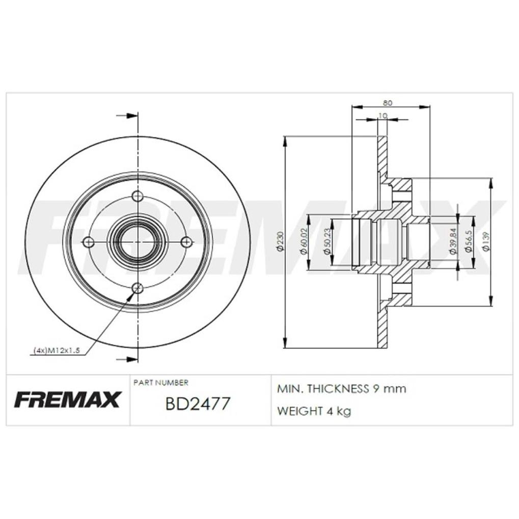 Disco de Freio Sólido Traseiro 1 Unidade - Fremax - BD2477