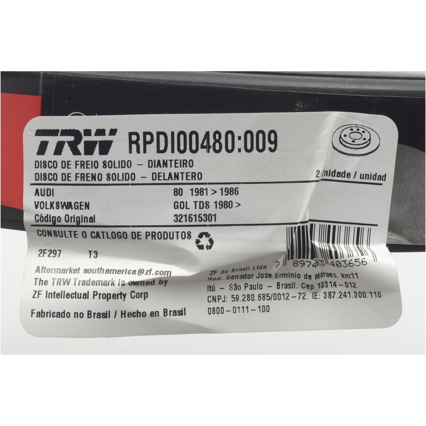 Par Disco de Freio Dianteiro - TRW - RPDI00480