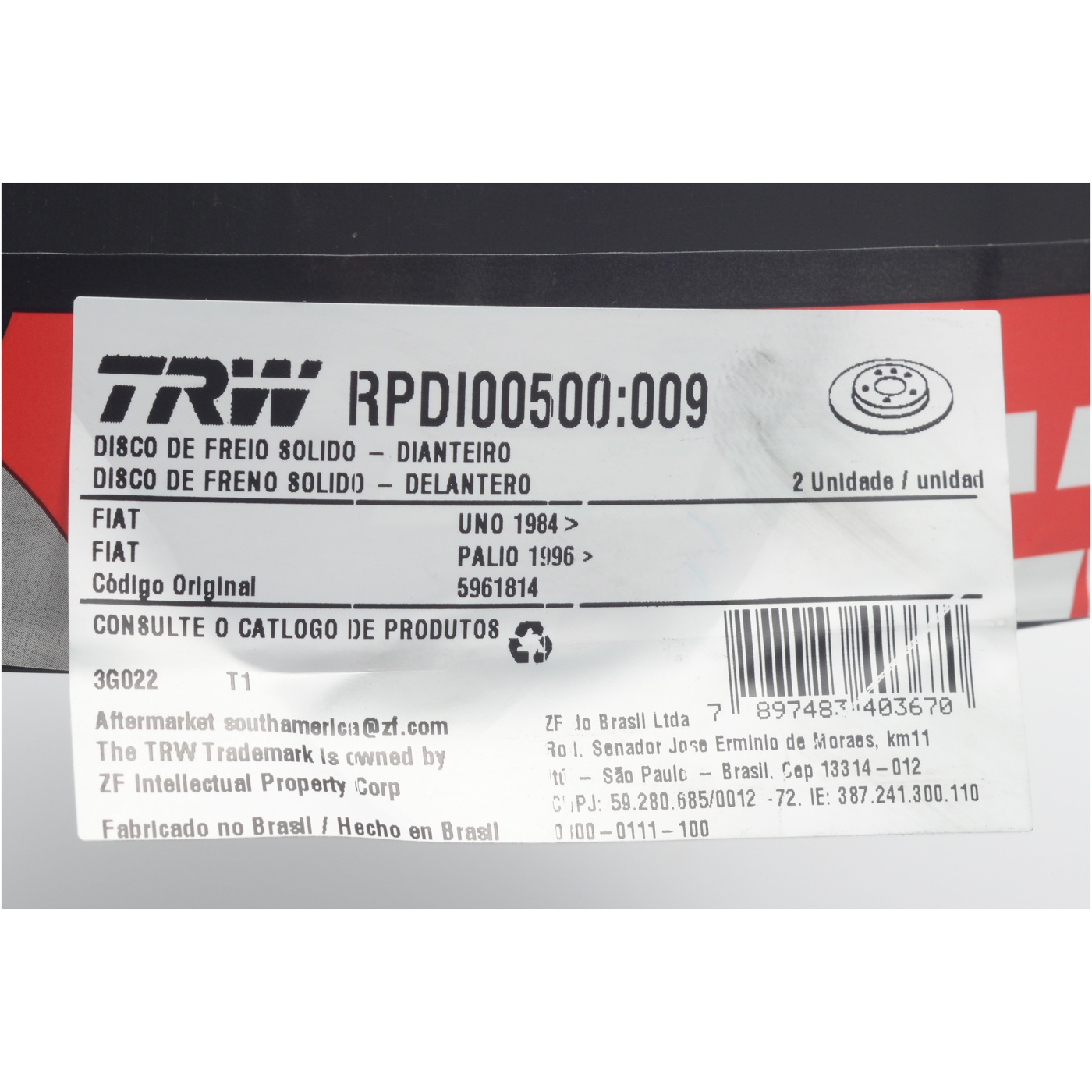 Par Disco de Freio Dianteiro - TRW - RPDI00500