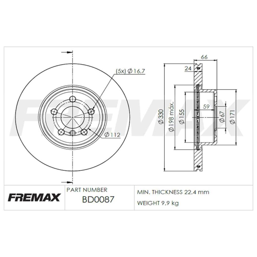 Disco de Freio Ventilado Dianteiro 1 Unidade - Fremax - BD0087