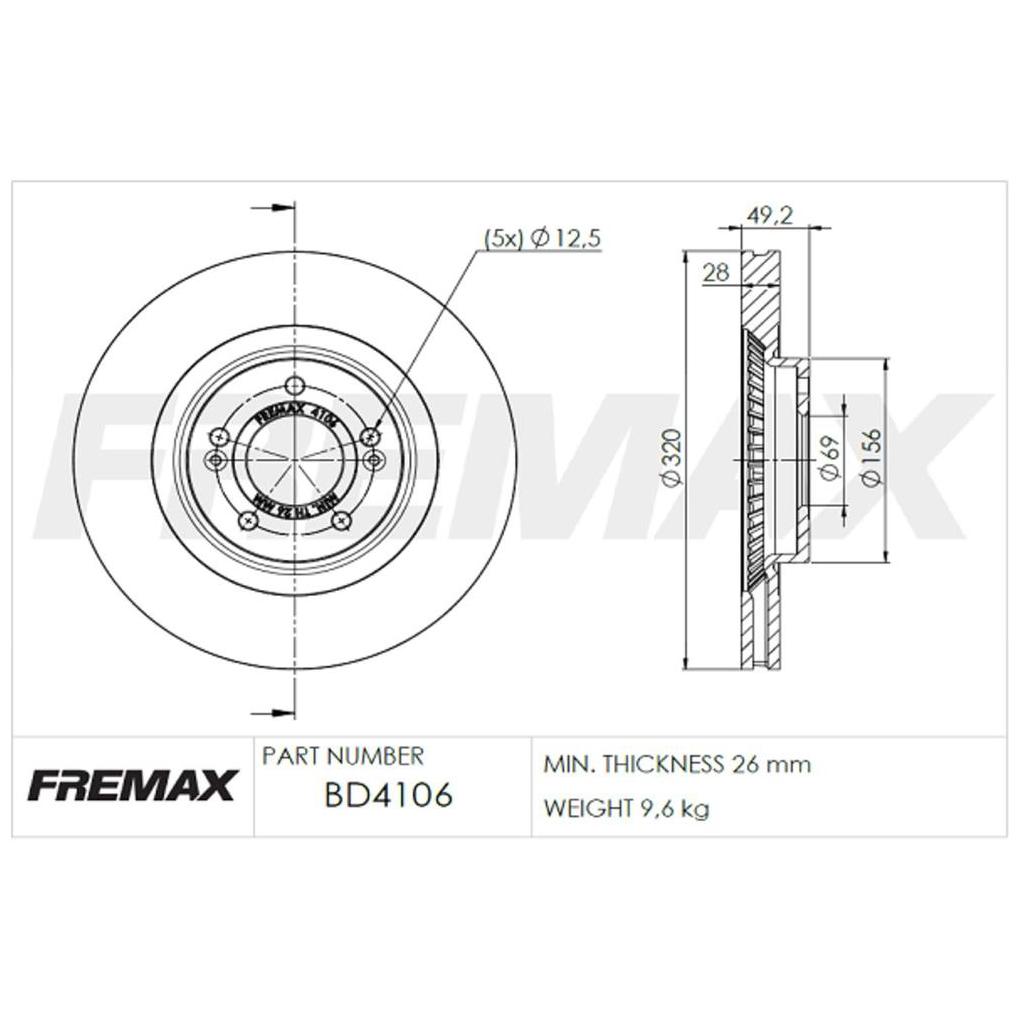 Disco de Freio Ventilado Dianteiro 1 Unidade - Fremax - BD4106