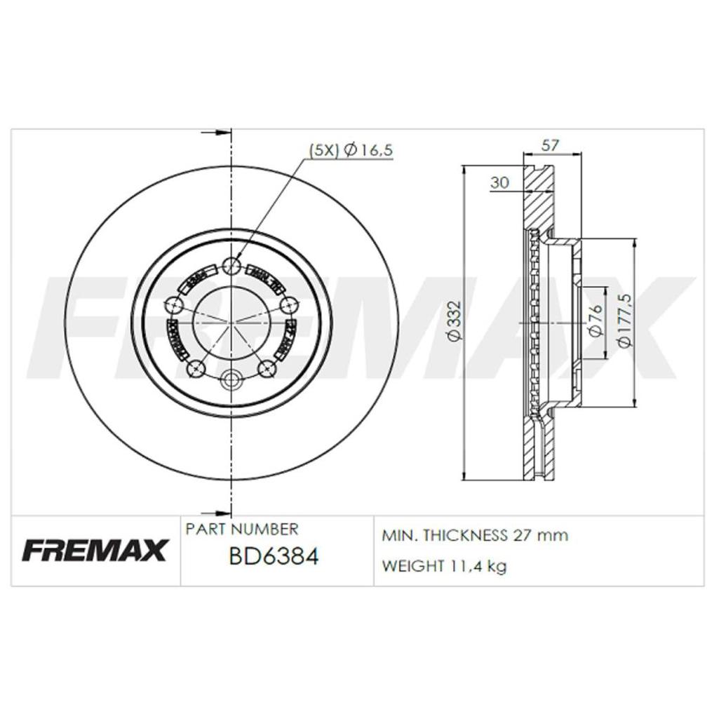 Disco de Freio Ventilado Dianteiro 1 Unidade - Fremax - BD6384