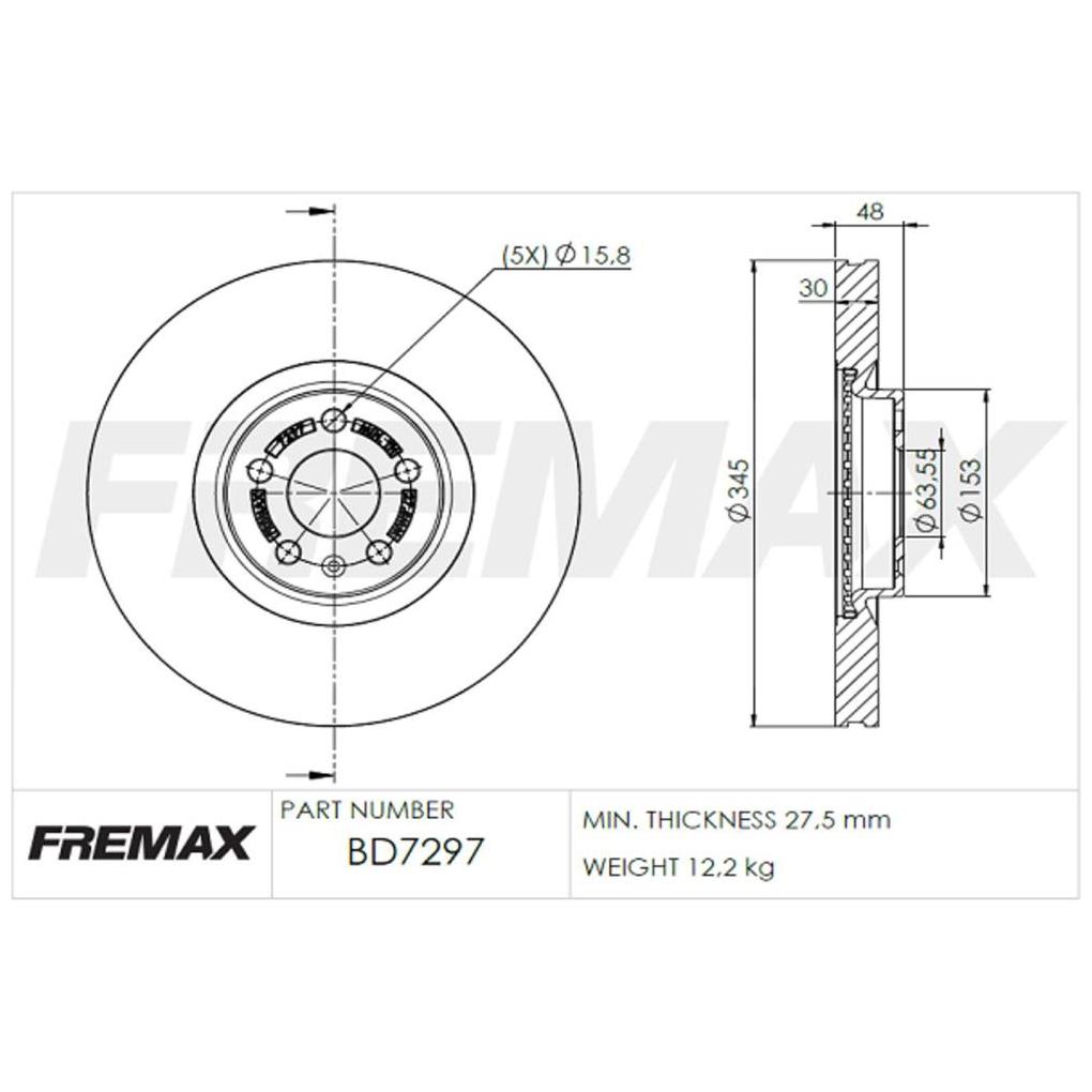 Disco de Freio Ventilado Dianteiro 1 Unidade - Fremax - BD7297