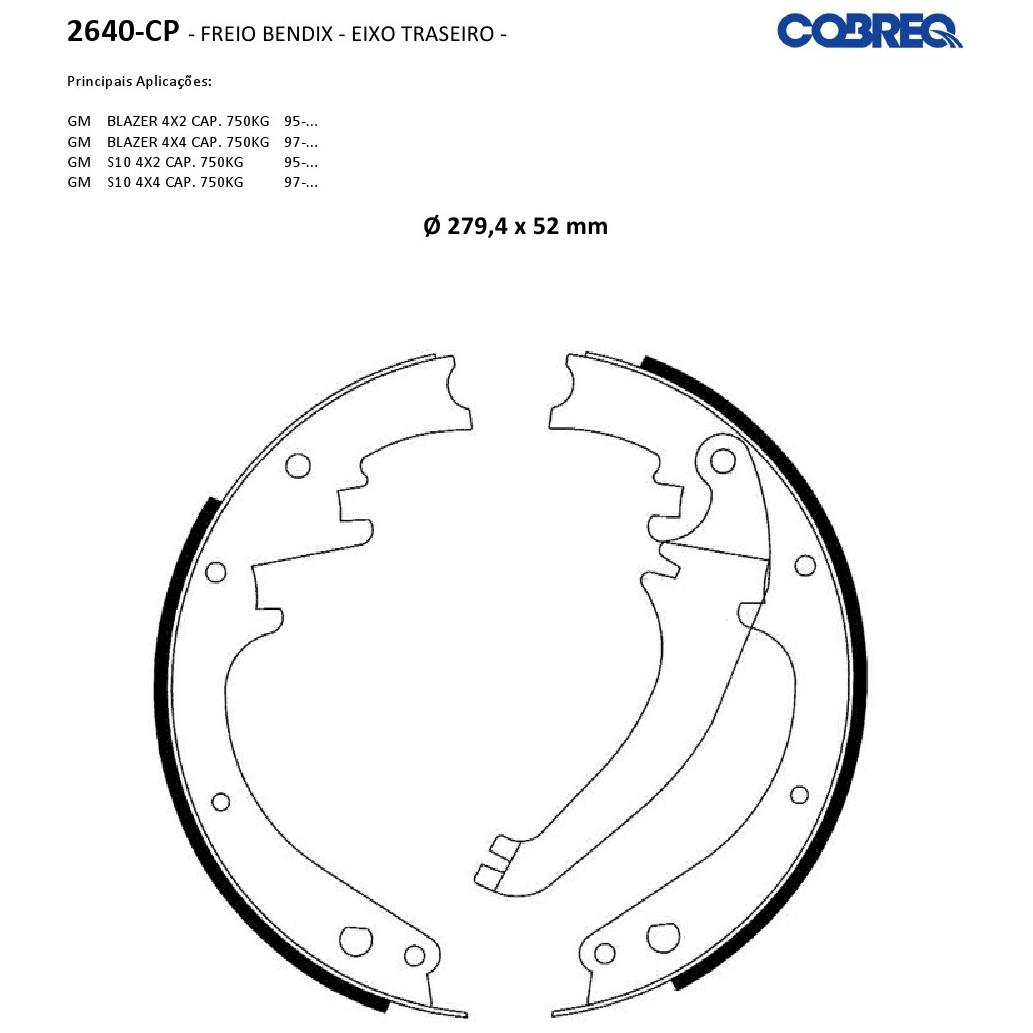 Sapata de Freio Traseira para Chevrolet Blazer - Cobreq - 2640-CP
