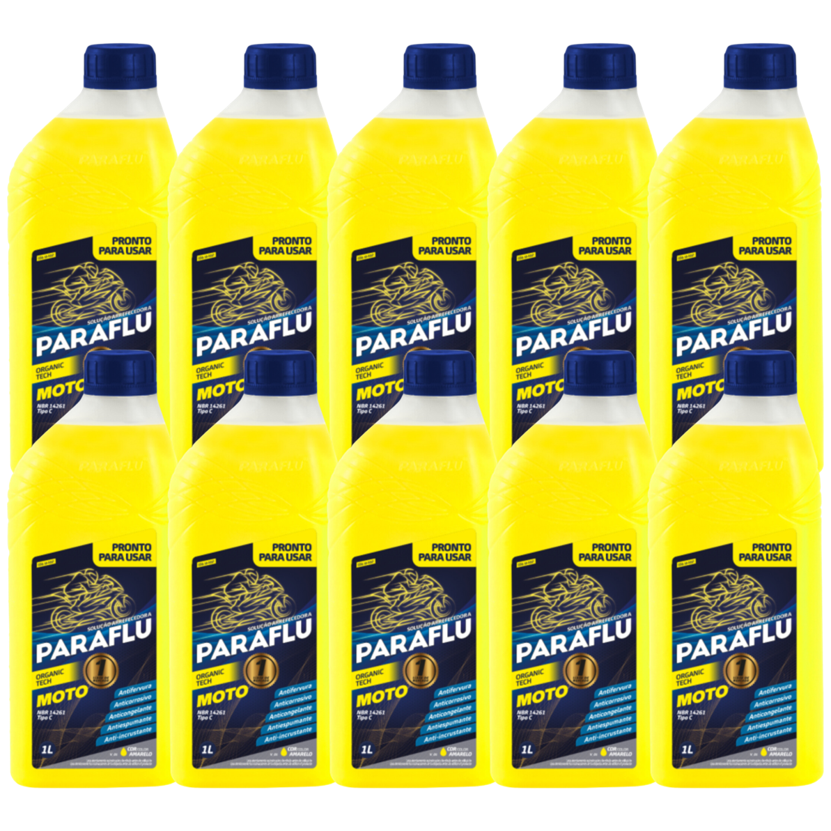 Kit 10 Litros Aditivo Radiador Amarelo Moto Pronto para Uso - Paraflu - 10-3037