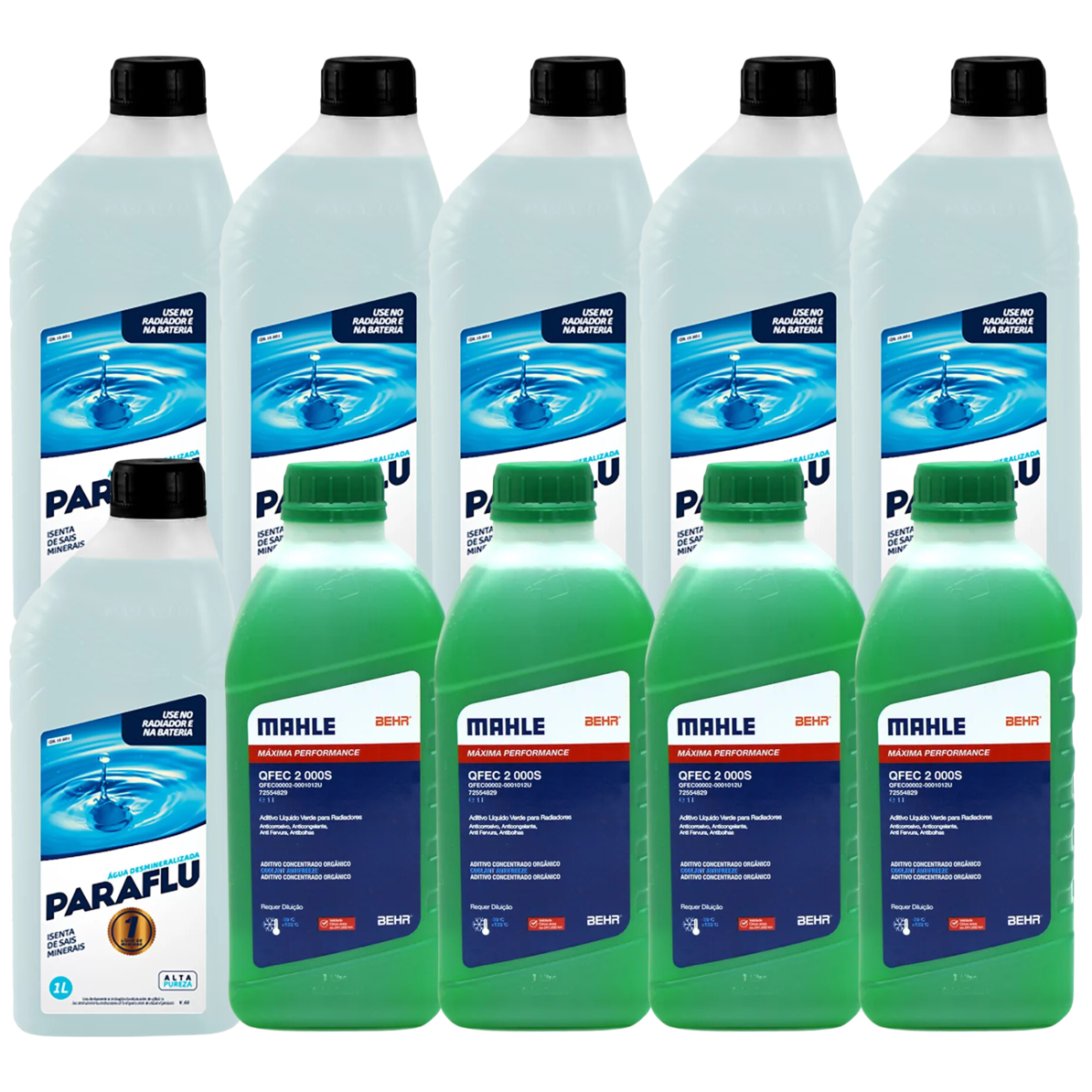 Kit 10 Litros com 4L Aditivo Radiador Verde Mahle + 6L Água
