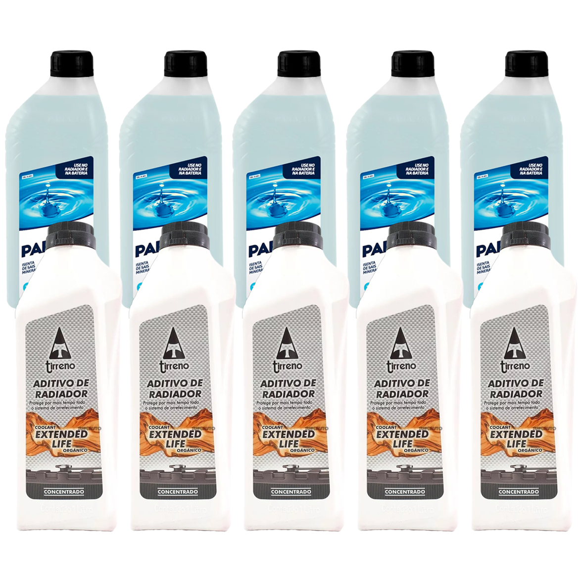 Kit 10 Litros com 5L Aditivo Radiador Laranja + 5L Água - Paraflu/Tirreno - 10-3031/FLU/DS/712