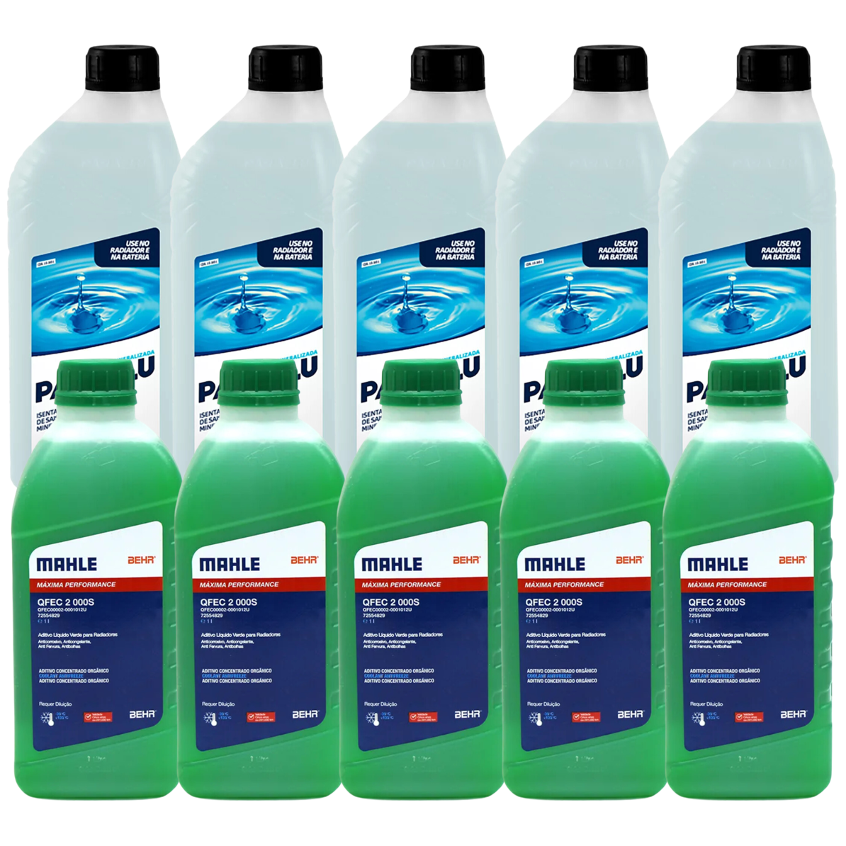 Kit 10 Litros com 5L Aditivo Radiador Verde Mahle + 5L Água