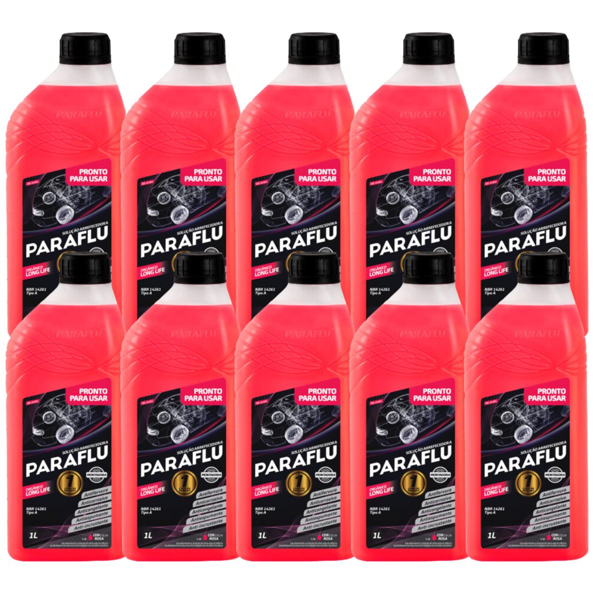Kit 10 Litros Aditivo Radiador Pronto Para Uso Paraflu Montadora Orgânico Rosa