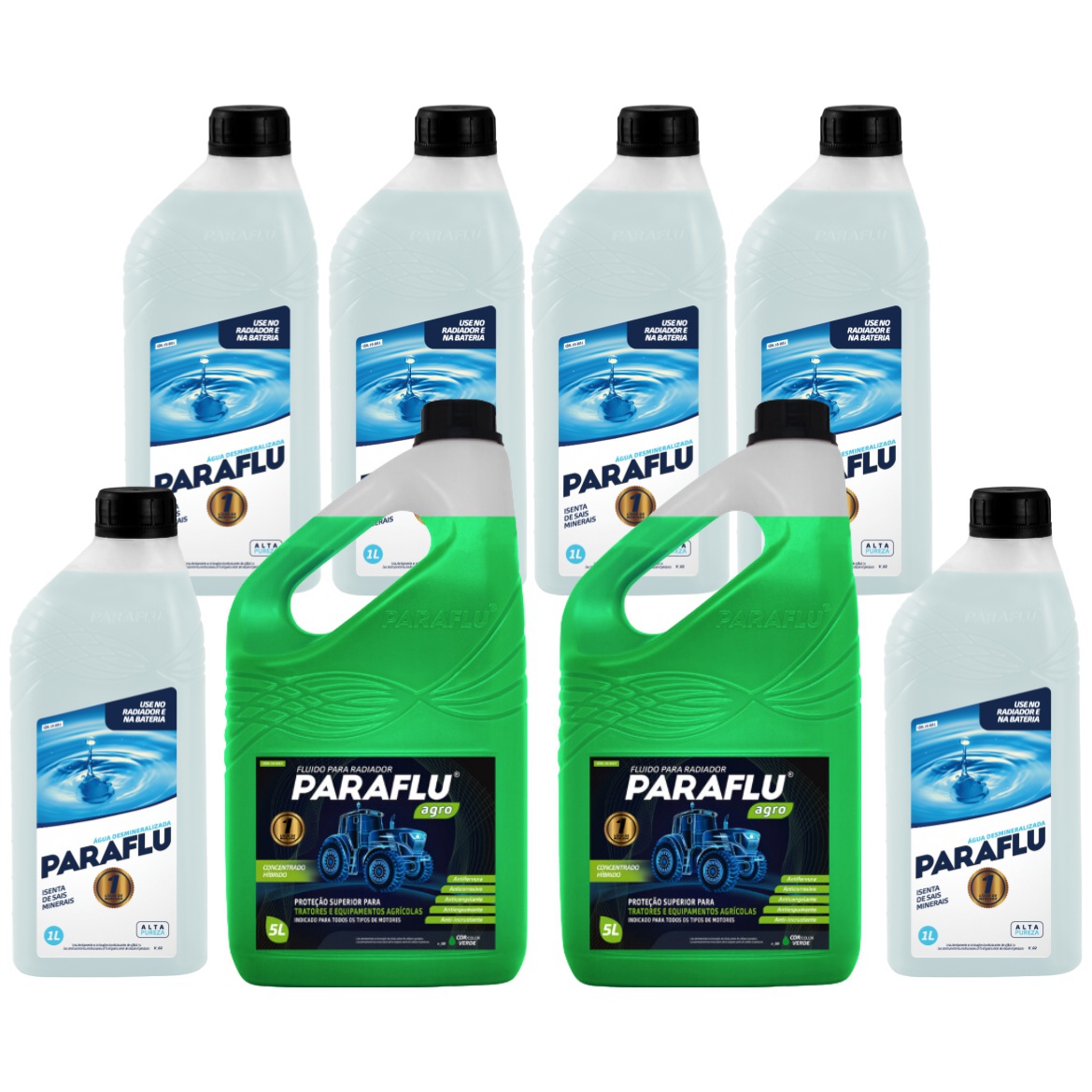Kit 11 Litros com 5L Aditivo Radiador Agro Verde + 6L Água - Paraflu - 10-3031/10-3057