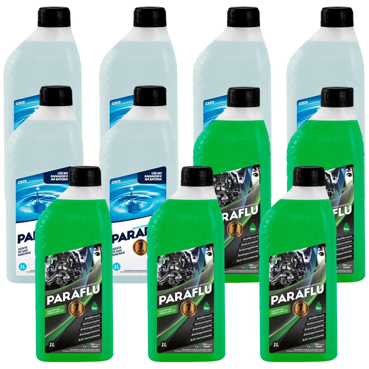 Kit 11 Litros com 5L Aditivo Radiador Verde + 6L Água - Paraflu - 10-3013/10-3031