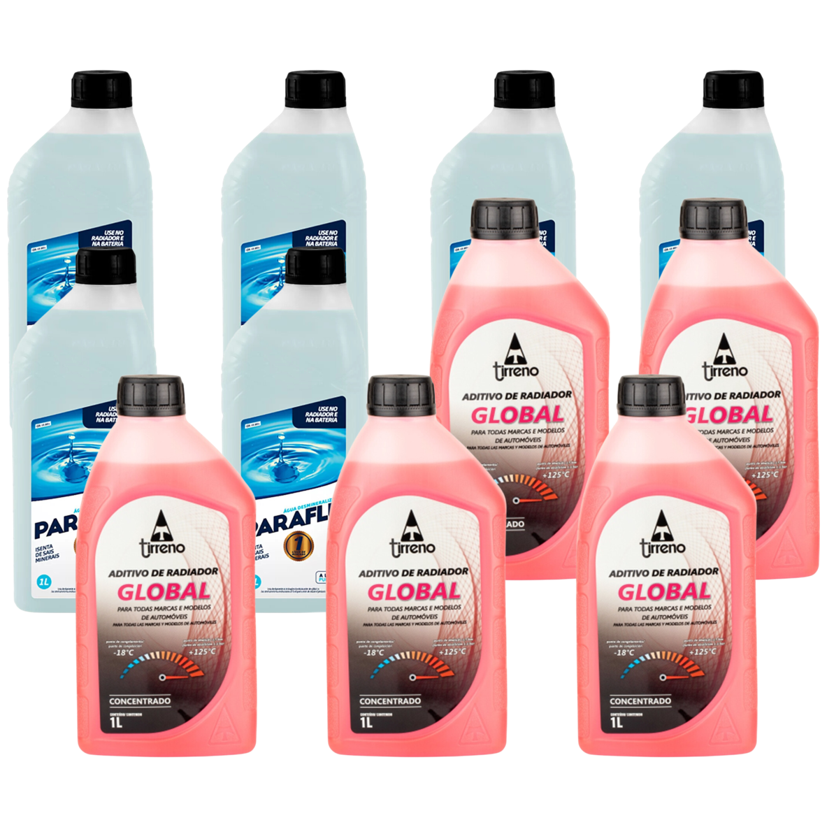 Kit 11 Litros com 5L Aditivo Radiador Rosa + 6L Água - Paraflu/Tirreno - 10-3031/FLU/DS/279FU1