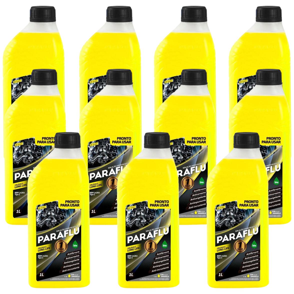 Kit 11 Litros Aditivo Radiador Pronto Para Uso Paraflu Bio Orgânico Amarelo