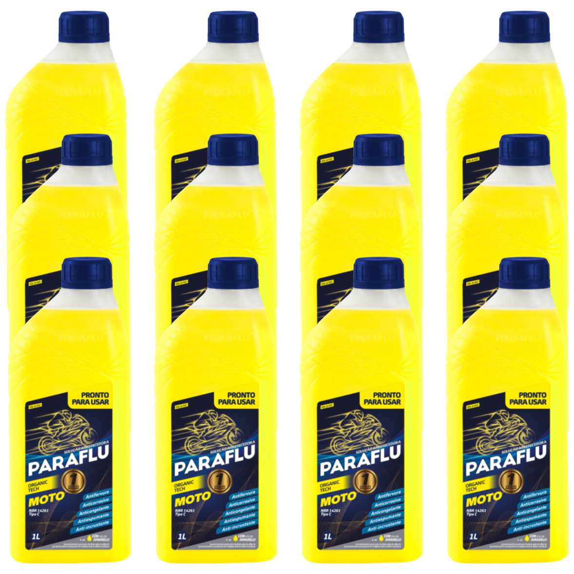 Kit 12 Litros Aditivo Radiador Amarelo Moto Pronto para Uso - Paraflu - 10-3037