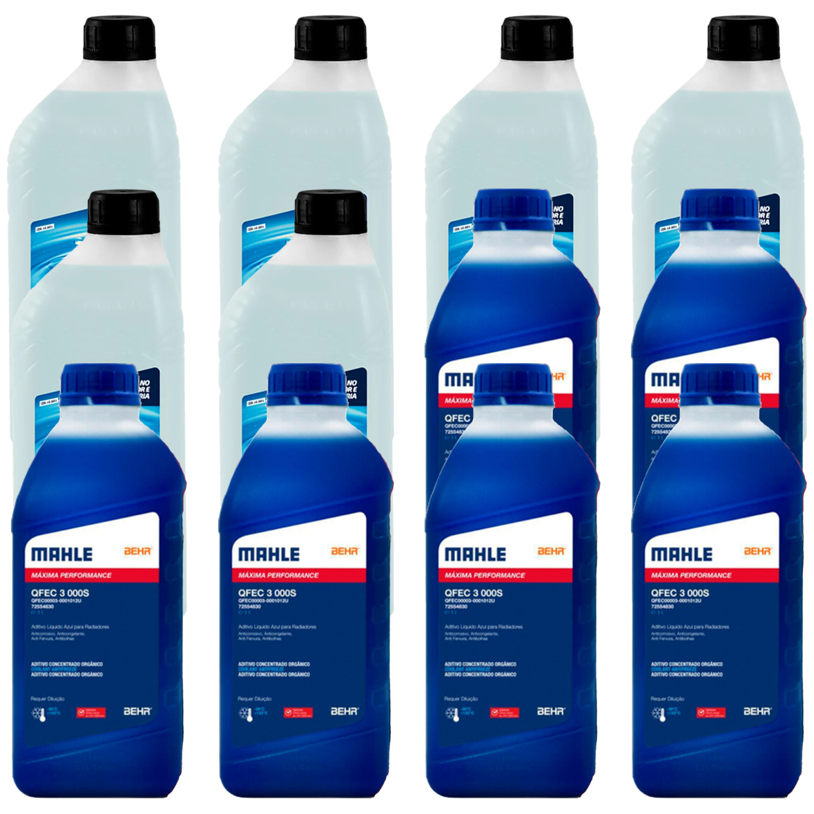 Kit 12 Litros com 6L Aditivo Radiador Azul Mahle + 6L Água