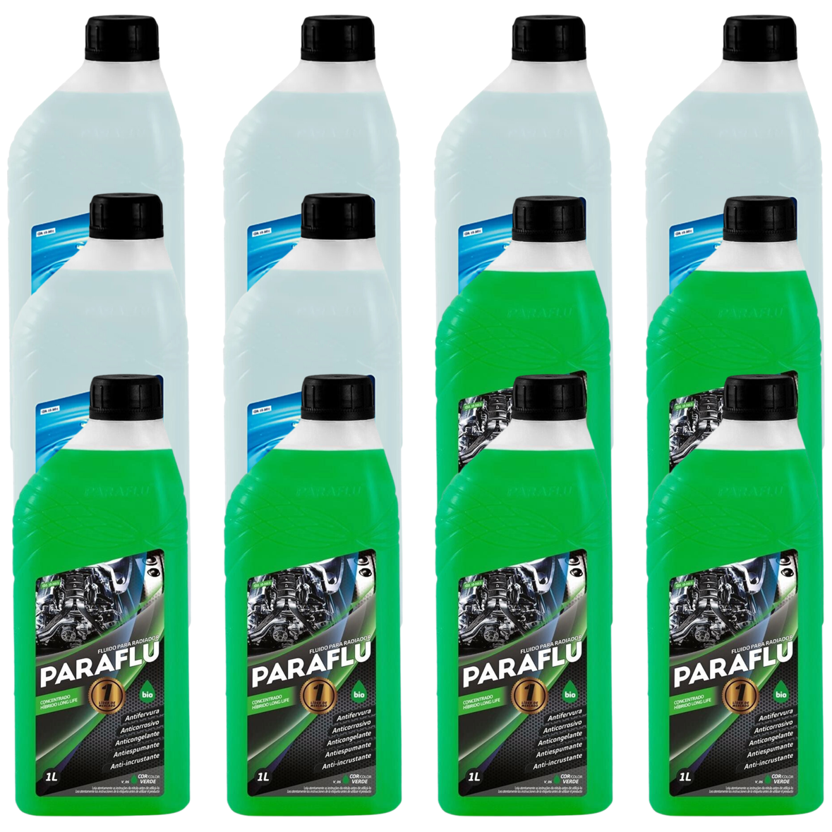 Kit 12 Litros com 6L Aditivo Radiador Verde + 6L Água - Paraflu - 10-3013/10-3031