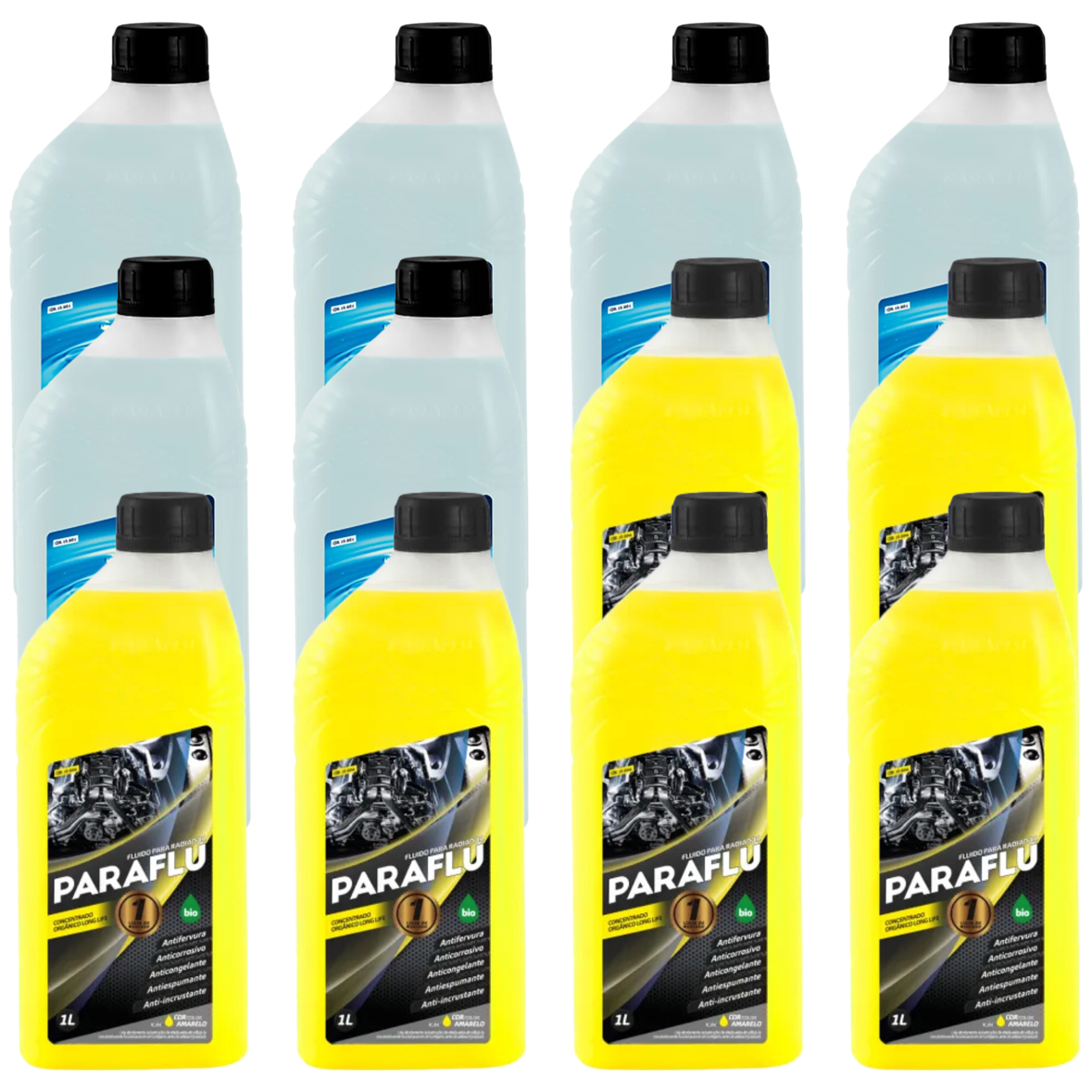 Kit 12 Litros com 6L Aditivo Radiador Amarelo + 6L Água - Paraflu - 10-3031/10-3044