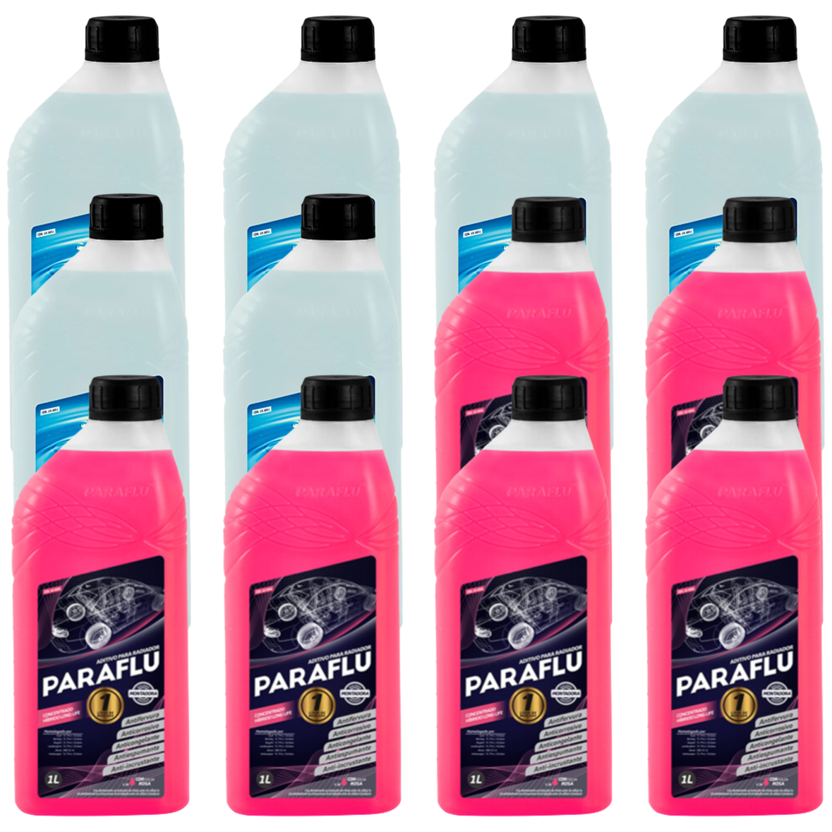 Kit 12 Litros com 6L Aditivo Radiador Rosa + 6L Água - Paraflu - 10-3031/10-3056