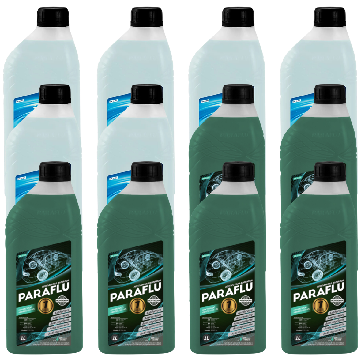 Kit 12 Litros com 6L Aditivo Radiador Verde + 6L Água - Paraflu - 10-3031/10-3055