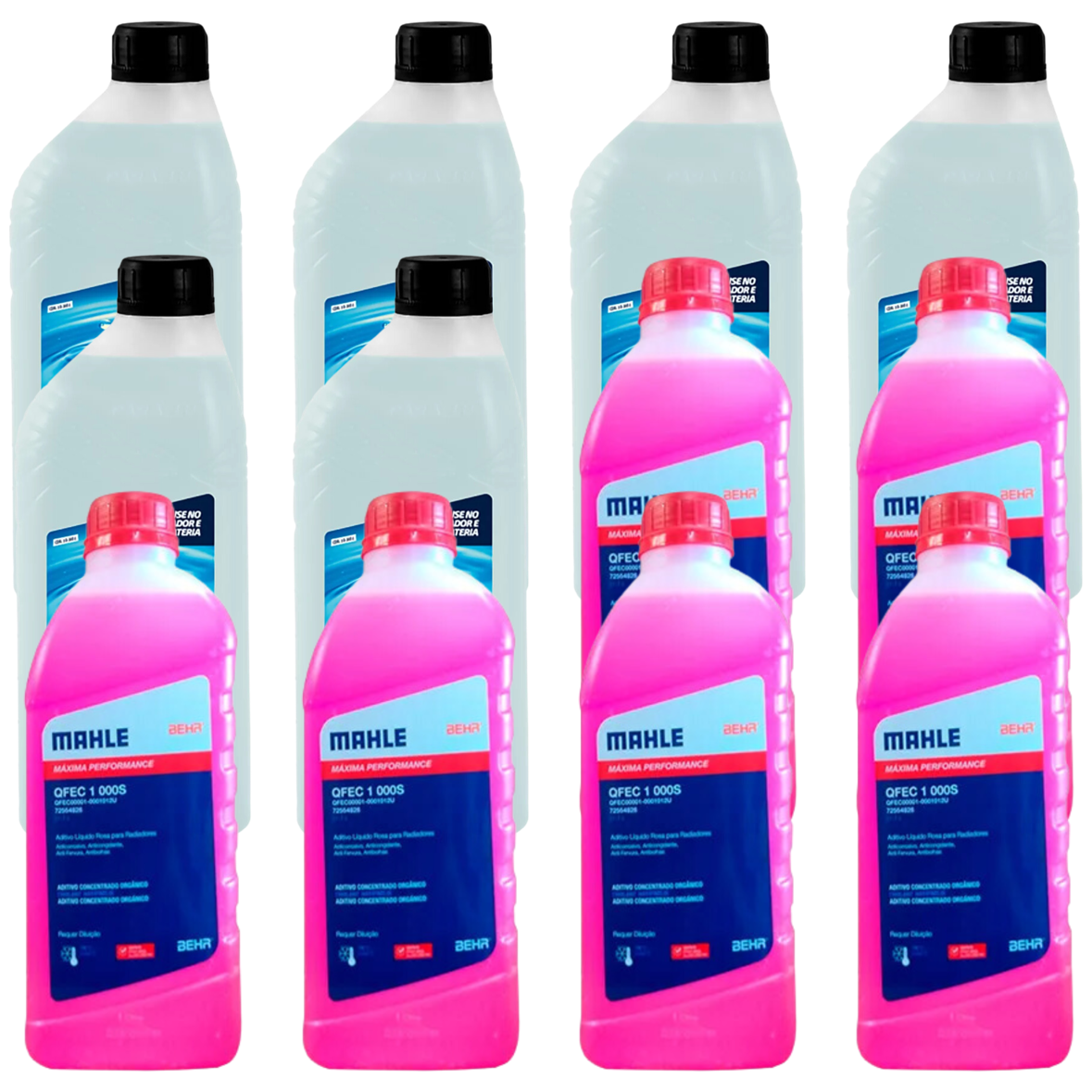 Kit 12 Litros com 6L Aditivo Radiador Rosa Mahle + 6L Água