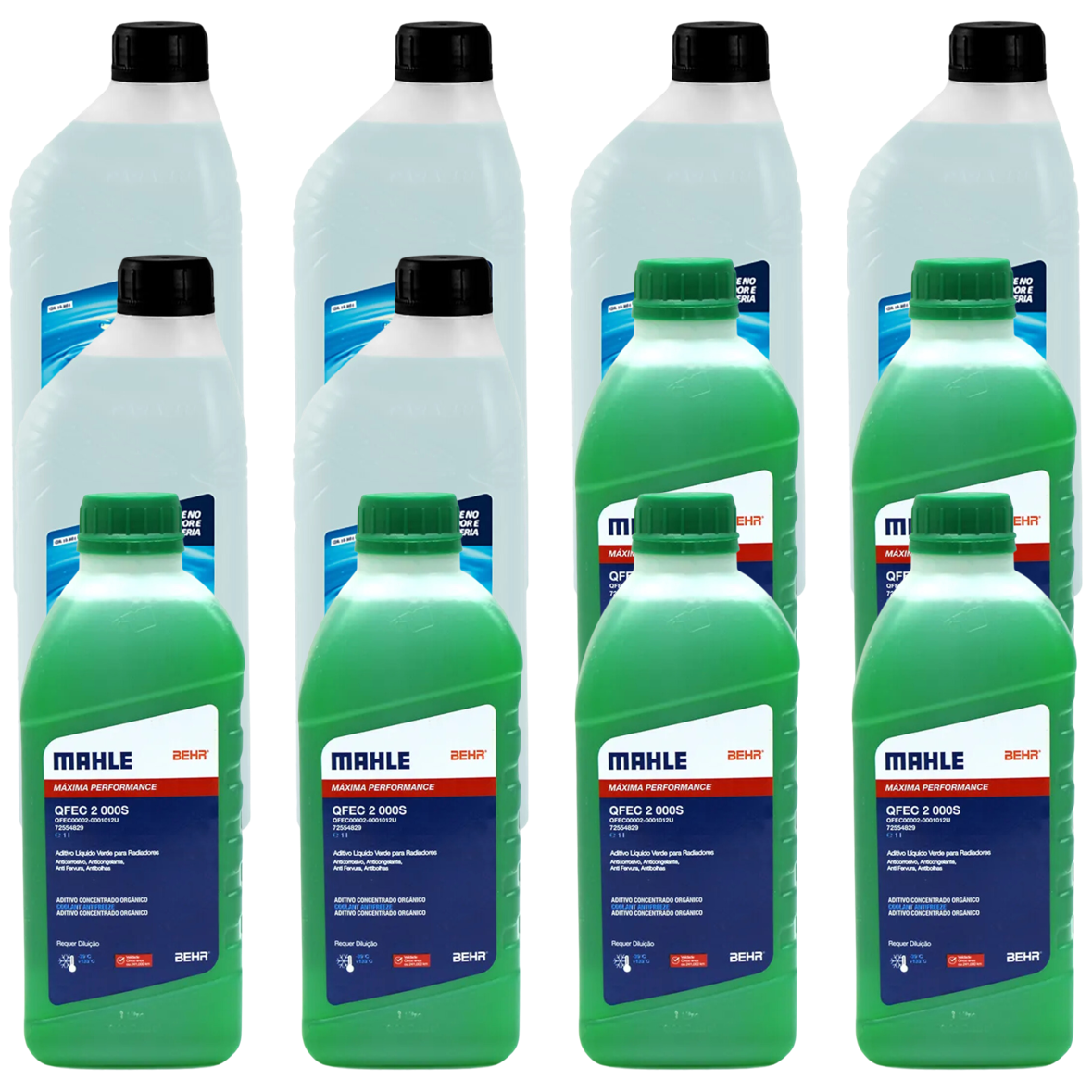 Kit 12 Litros com 6L Aditivo Radiador Verde Mahle + 6L Água