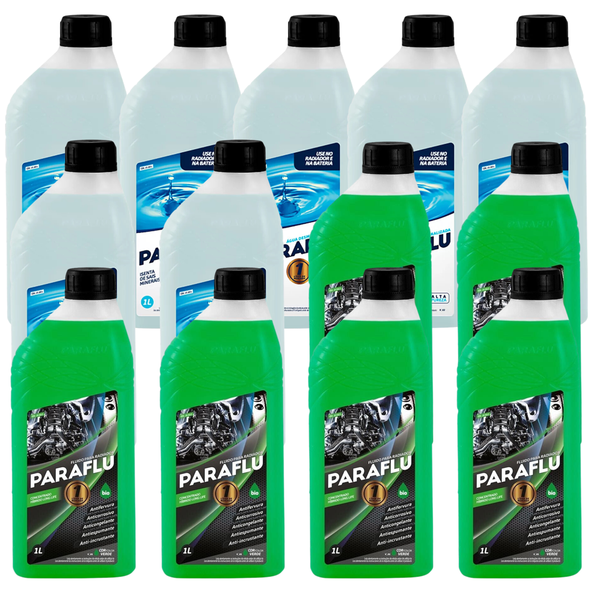 Kit 13 Litros com 6L Aditivo Radiador Verde + 7L Água - Paraflu - 10-3013/10-3031