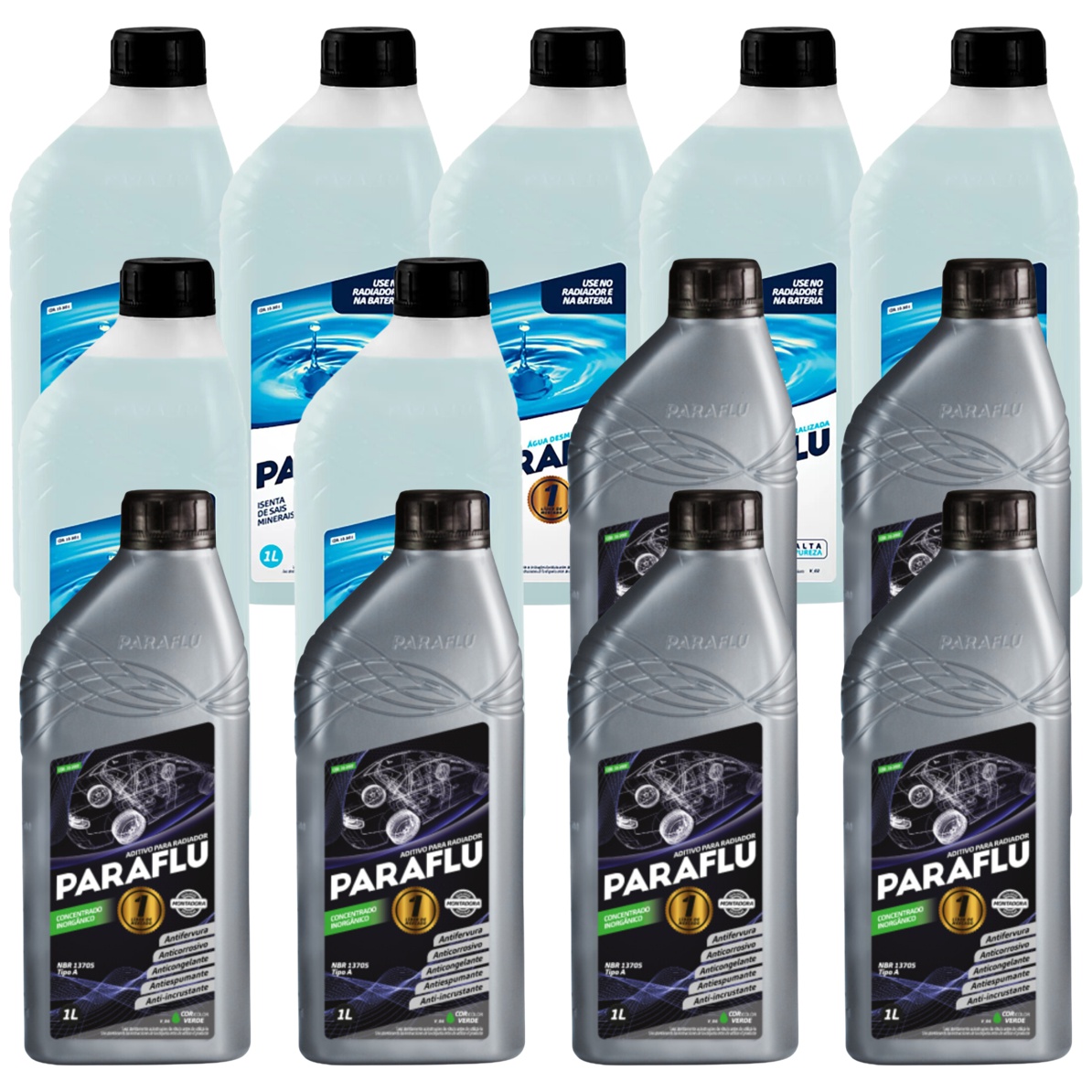 Kit 13 Litros com 6L Aditivo Radiador Verde + 7L Água - Paraflu - 10-3007/10-3031