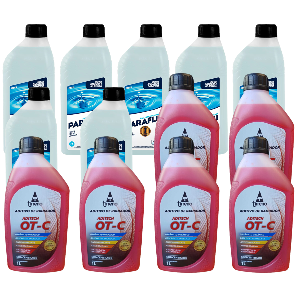Kit 13 Litros com 6L Aditivo Radiador Laranja + 7L Água - Paraflu/Tirreno - 10-3031/FLU/DS/303FU1