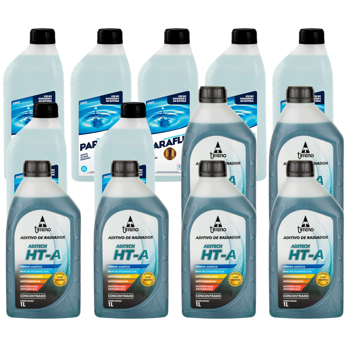 Kit 13 Litros com 6L Aditivo Radiador Azul + 7L Água - Paraflu/Tirreno - 10-3031/FLU/DS/271FU1