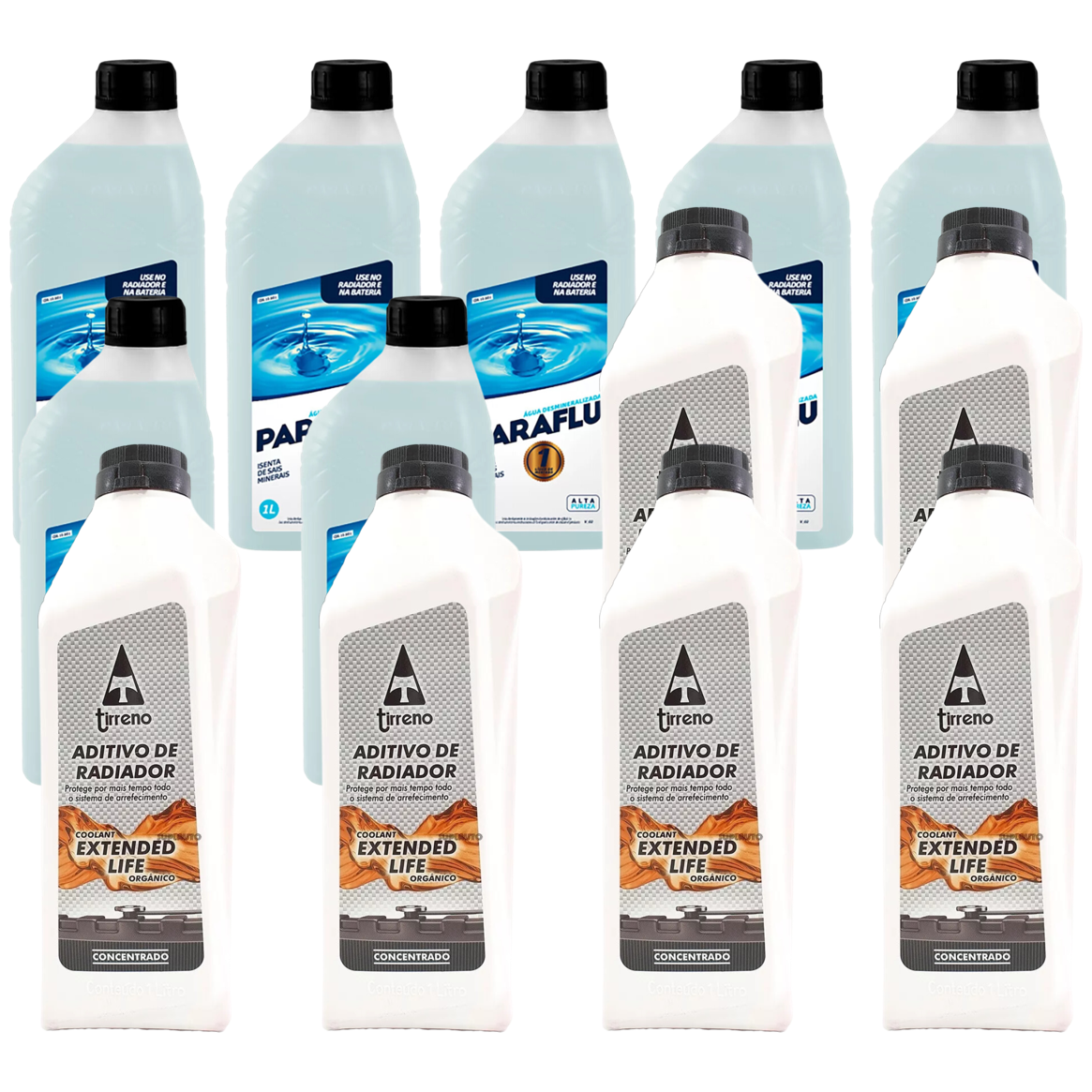 Kit 13 Litros com 6L Aditivo Radiador Laranja + 7L Água - Paraflu/Tirreno - 10-3031/FLU/DS/712