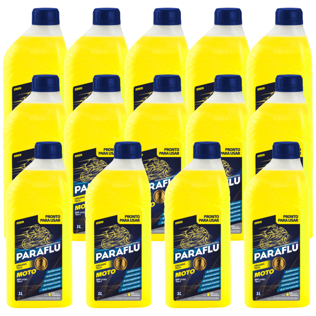 Kit 14 Litros Aditivo Radiador Amarelo Moto Pronto para Uso - Paraflu - 10-3037