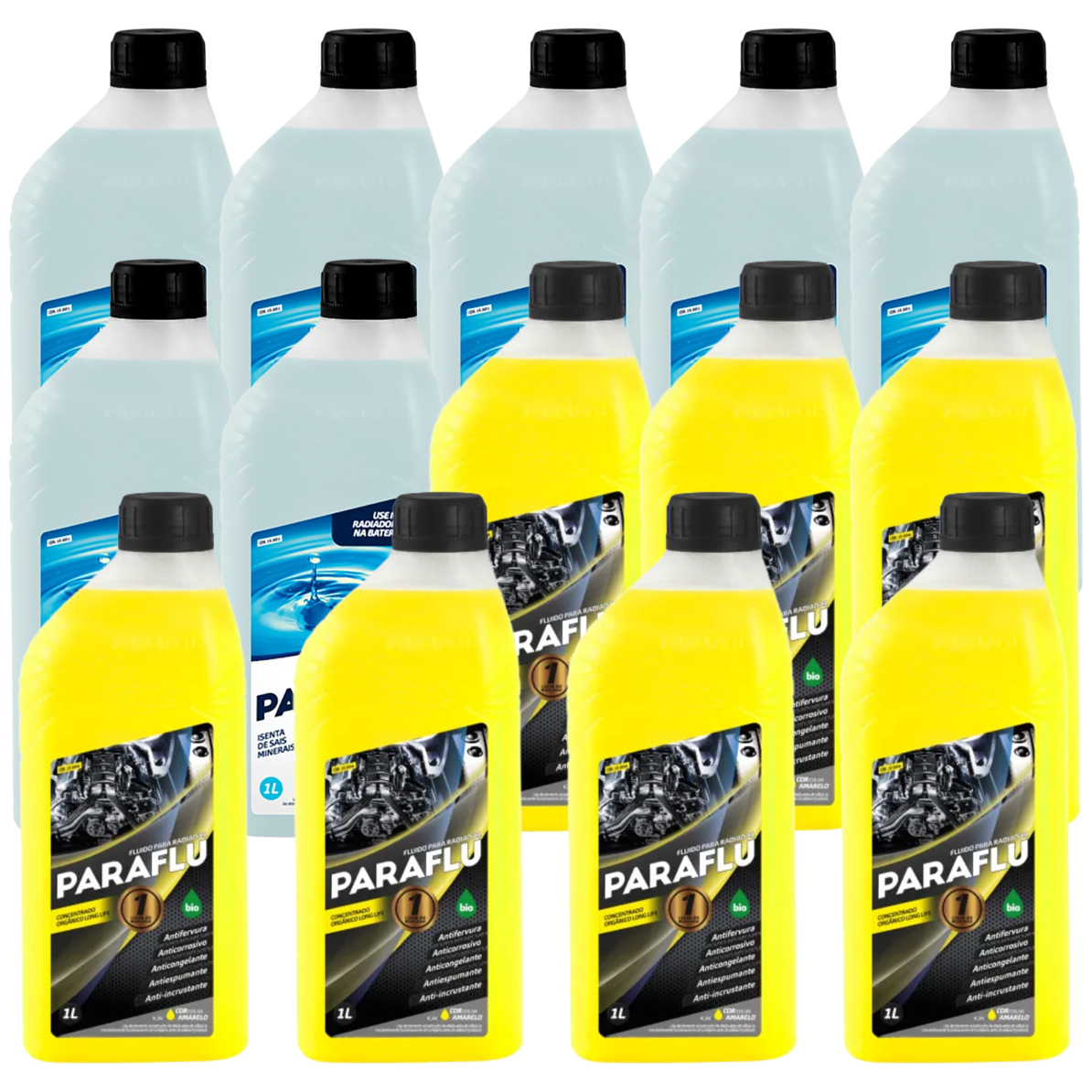 Kit 14 Litros com 7L Aditivo Radiador Amarelo + 7L Água - Paraflu - 10-3031/10-3044