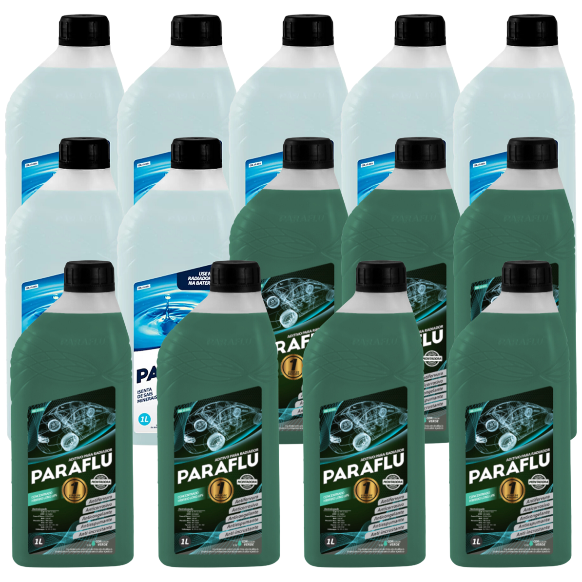 Kit 14 Litros com 7L Aditivo Radiador Verde + 7L Água - Paraflu - 10-3031/10-3055