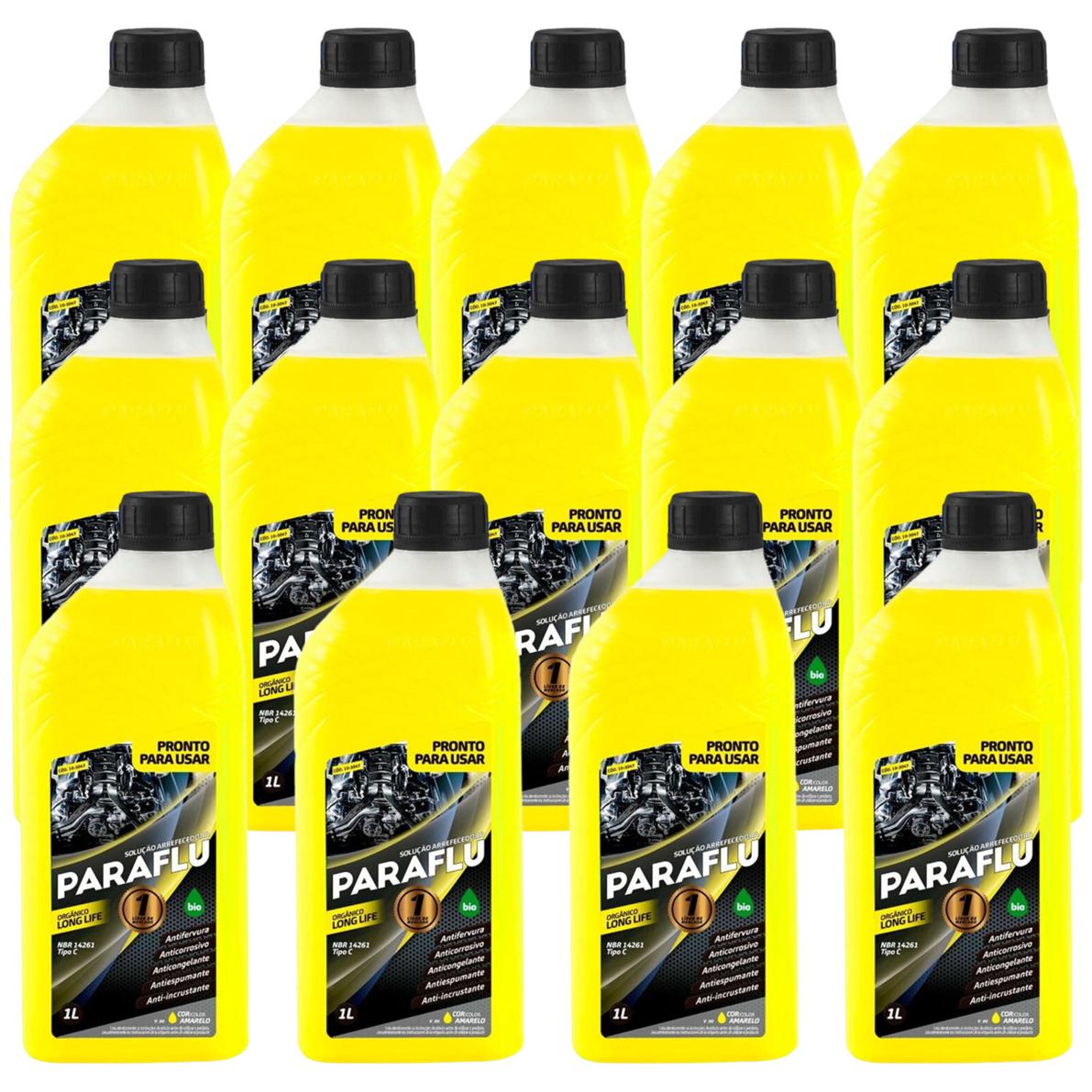 Kit 14 Litros Aditivo Radiador Pronto Para Uso Paraflu Bio Orgânico Amarelo