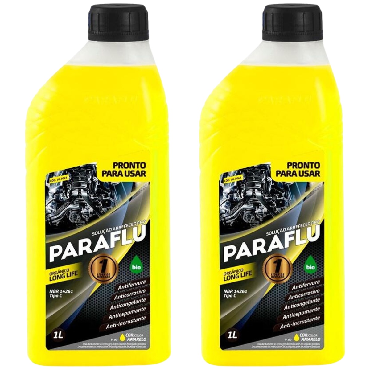 Kit 2 Litros Aditivo Radiador Amarelo Pronto para Uso - Paraflu - 10-3047