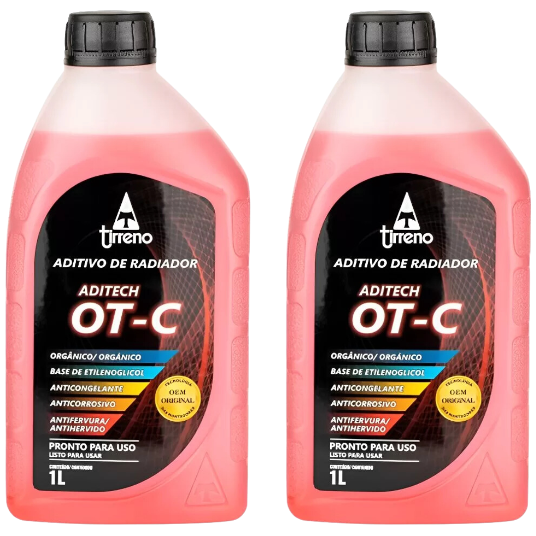 Kit 2 Litros Aditivo Radiador Laranja Pronto para Uso - Tirreno - FLU/DS/296FU1