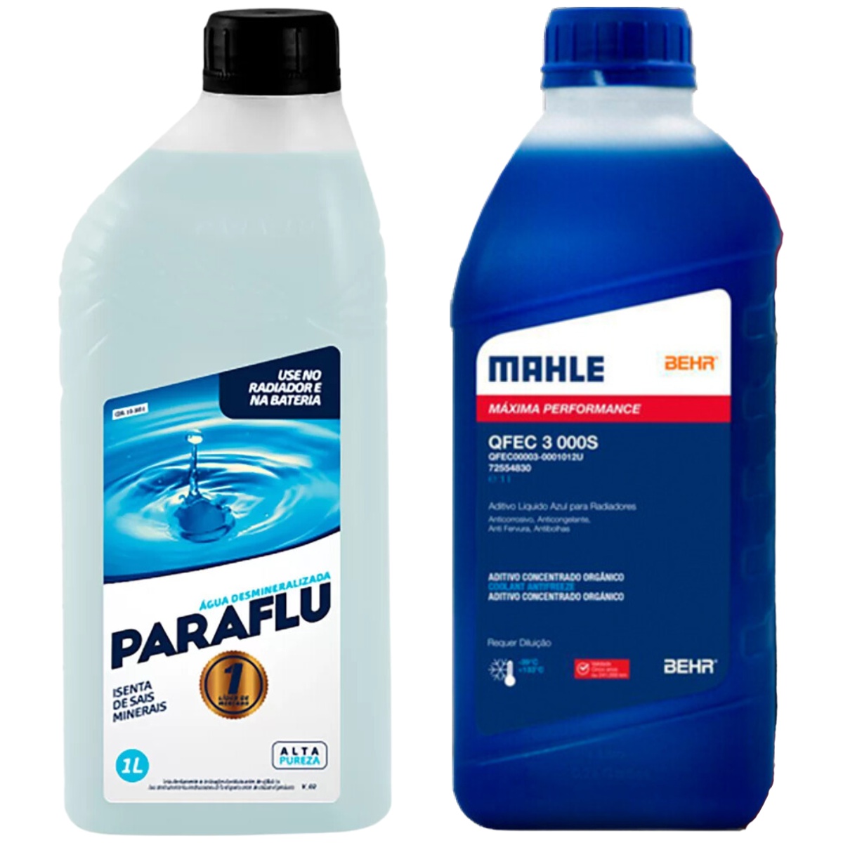 Kit 2 Litros com 1L Aditivo Radiador Azul Mahle + 1L Água